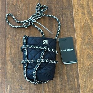 NWT Steve Madden Black Quilted Crossbody Bag